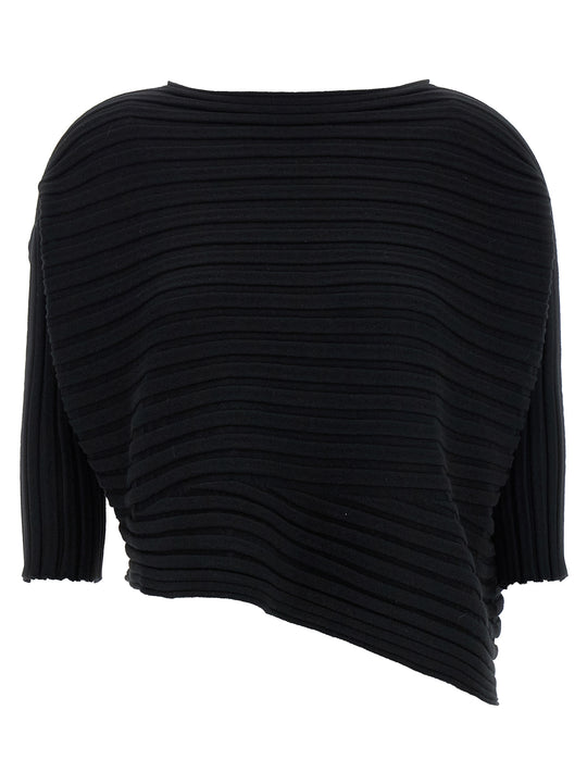 Cotton Cashmere Knit Tops Black