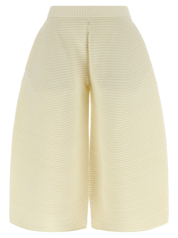 Corrugated Knit Pants White