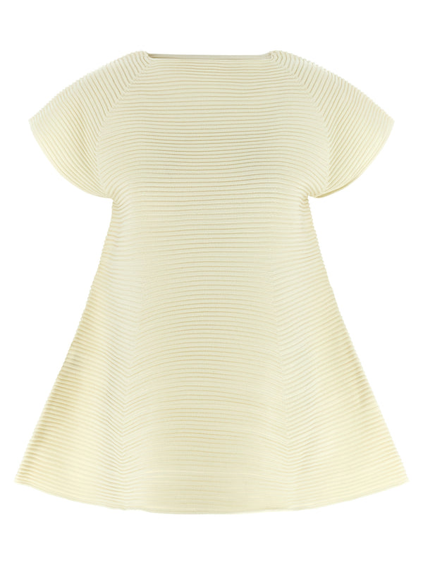 Corrugated Knit Dresses Yellow