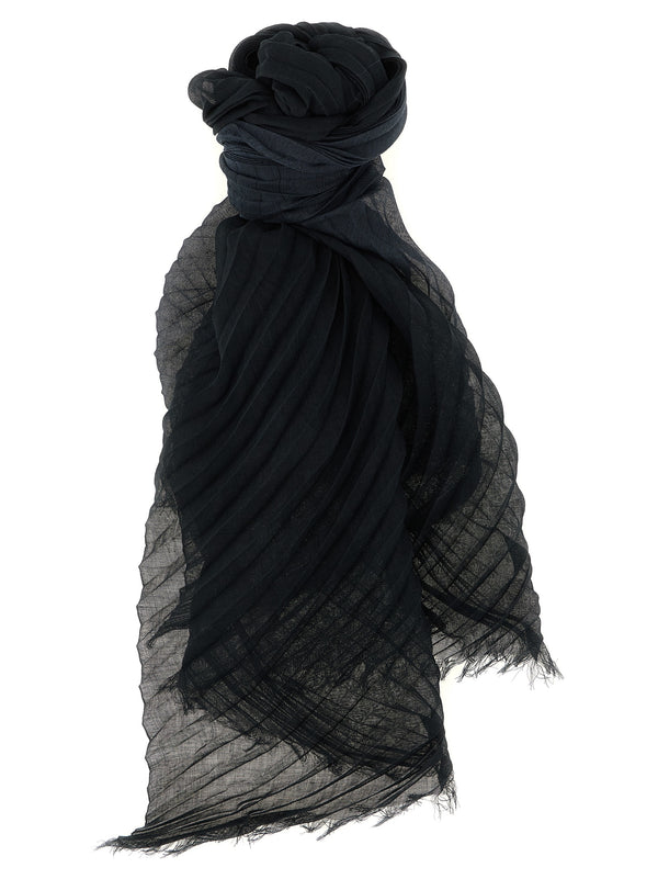 Gradation Ramie Pleats Scarves And Foulards Black