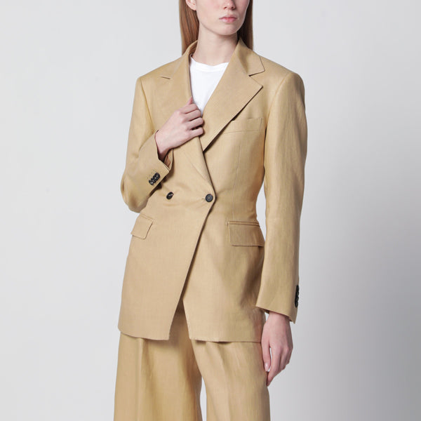 Single-Breasted Blazer In Beige Linen