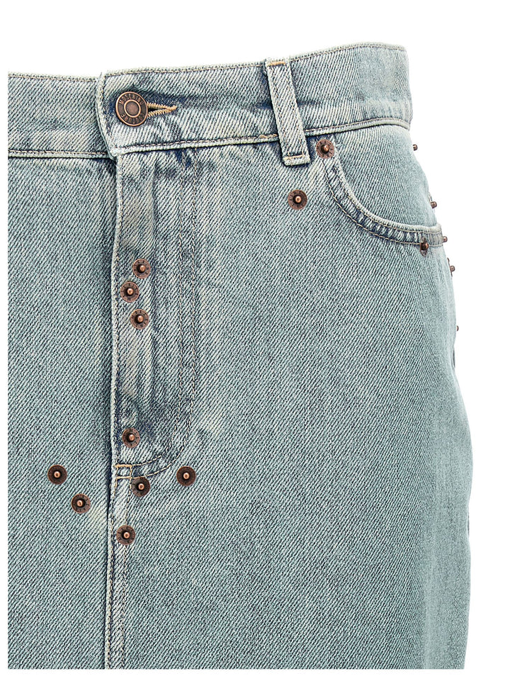 Rivets Denim Skirt Skirts Light Blue