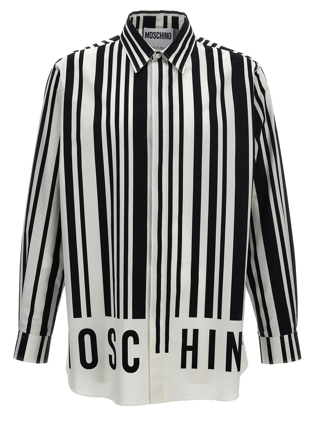 Contrast Print Shirt Shirt, Blouse White/Black