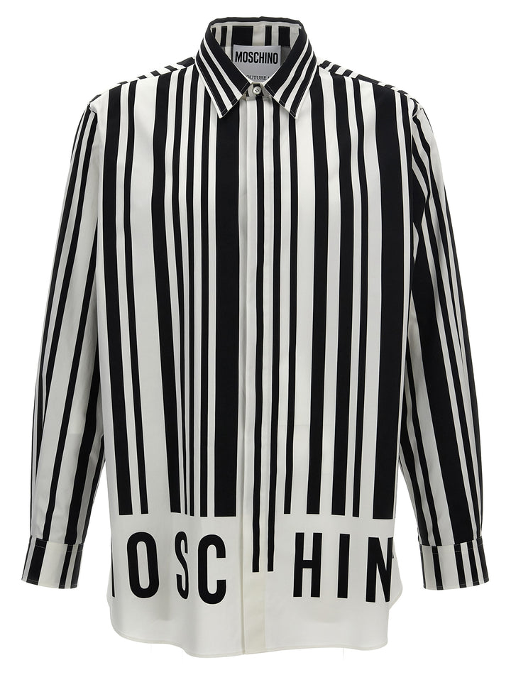 Contrast Print Shirt Shirt, Blouse White/Black