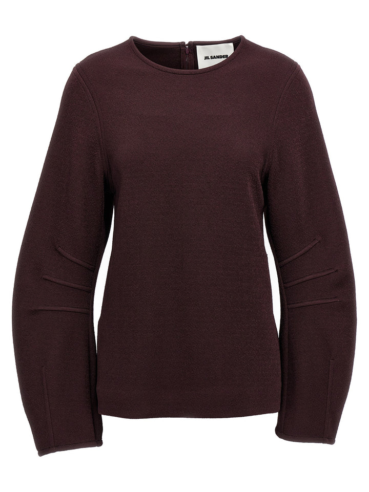 Shiny Double Face Textured Sweater, Cardigans Bordeaux