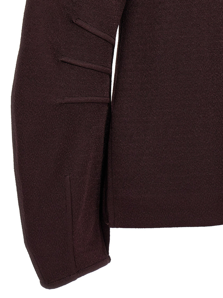 Shiny Double Face Textured Sweater, Cardigans Bordeaux