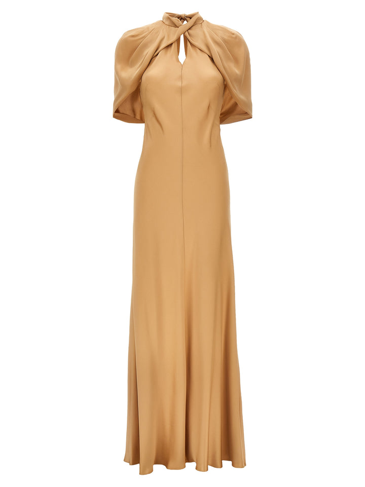 Long Satin Dress Dresses Beige