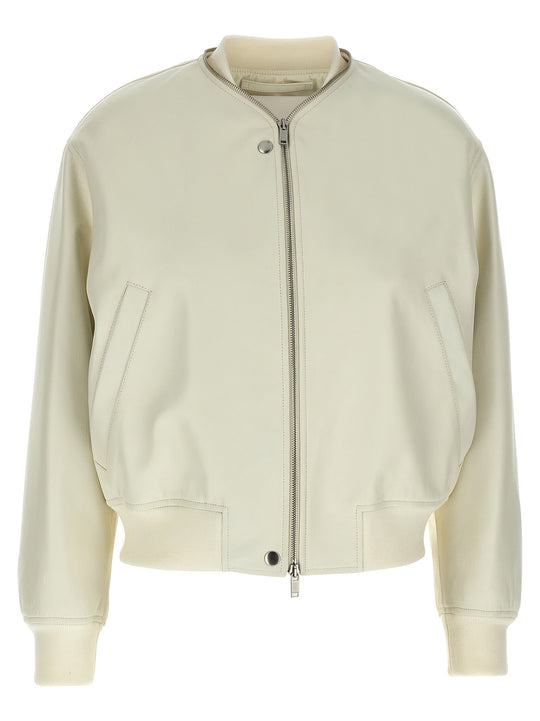 Leather Bomber Jacket Puffer Jackets White