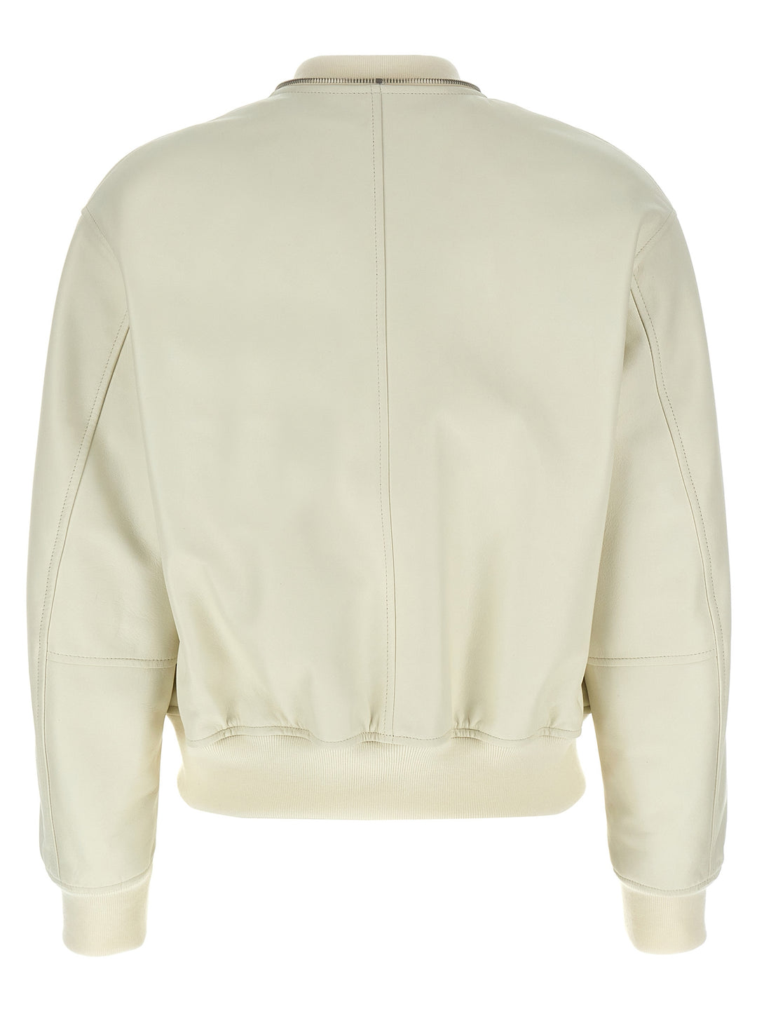 Jil Sander Leather Bomber Jacket Puffer Jackets - White | 180f4af9dc57ecdbbd6acfe808f6ca7ec0f6146d