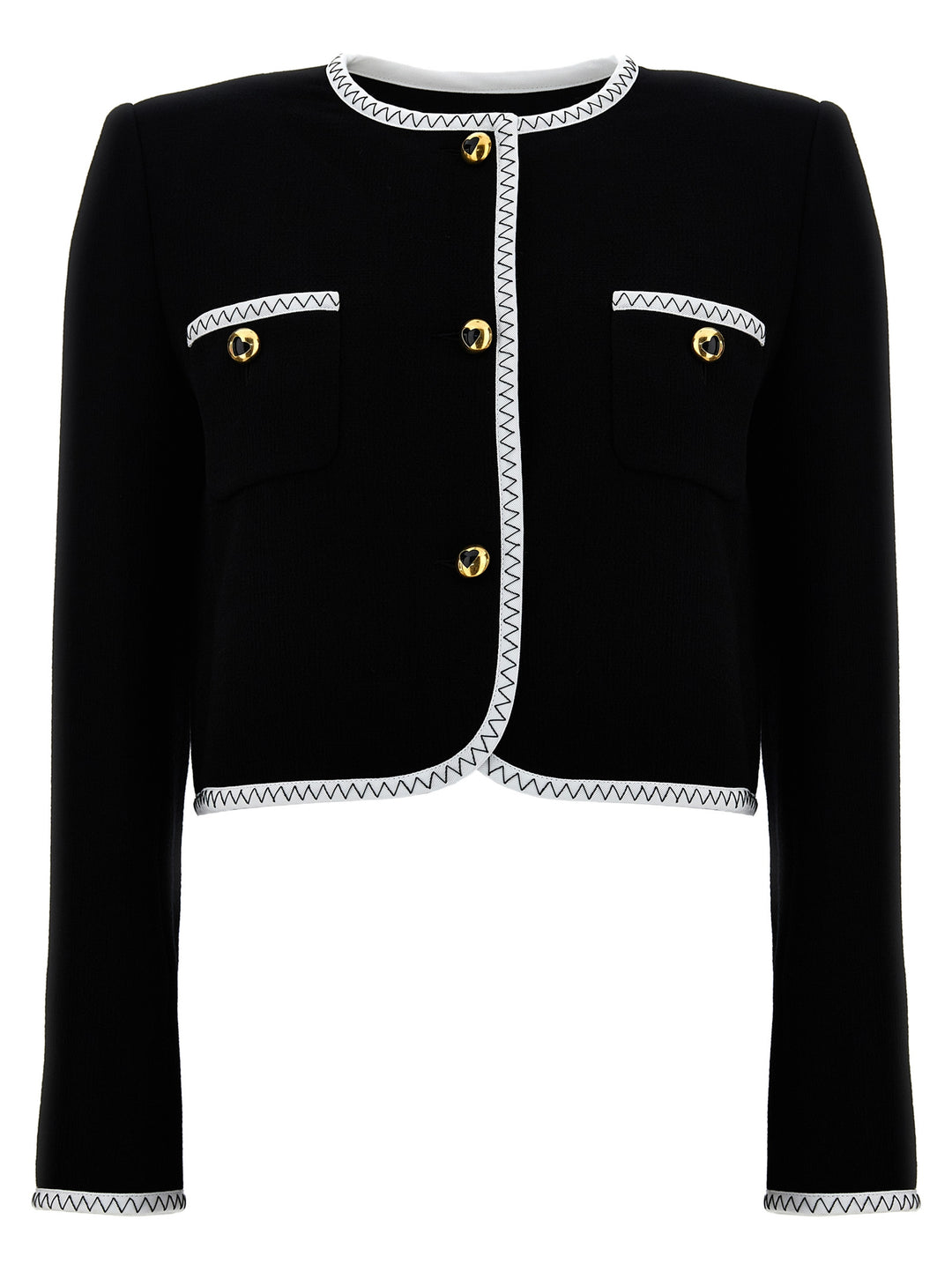 Crepe Short Jacket Blazer And Suits White/Black