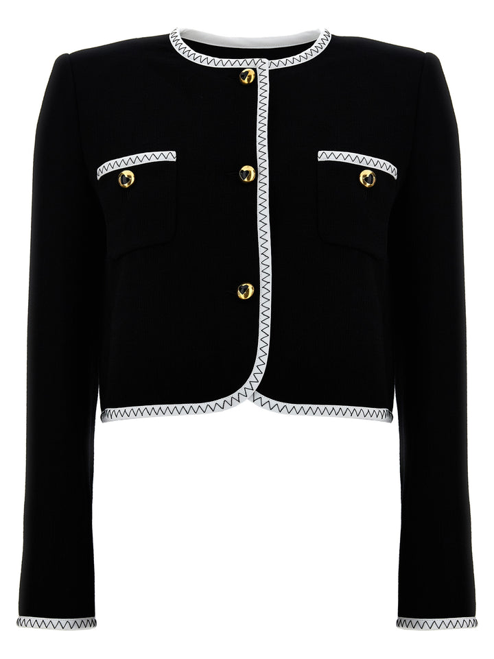 Crepe Short Jacket Blazer And Suits White/Black