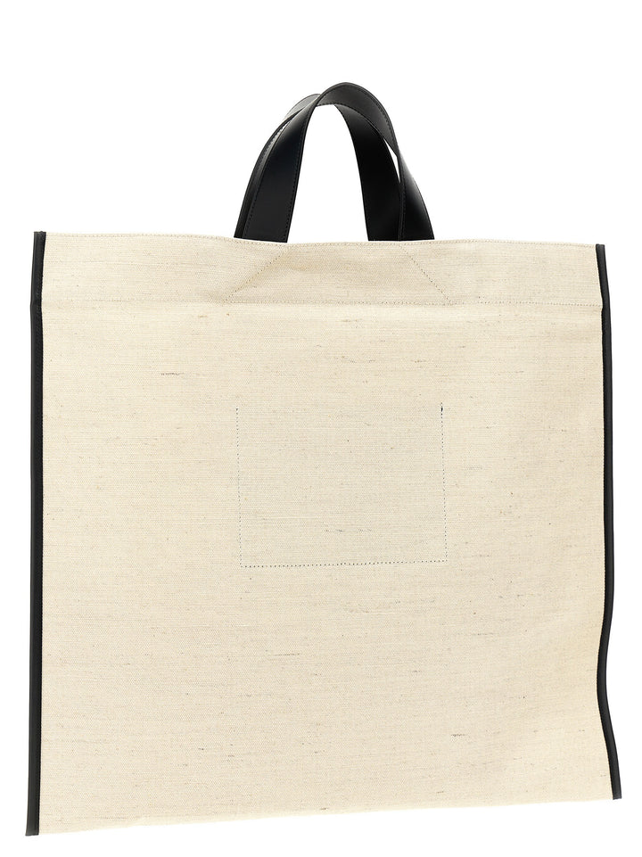 Border Book Tote Square Hand Bags White/Black