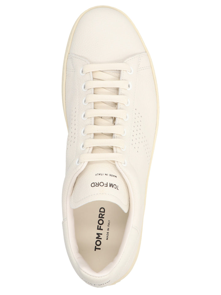 Logo Leather Sneakers White