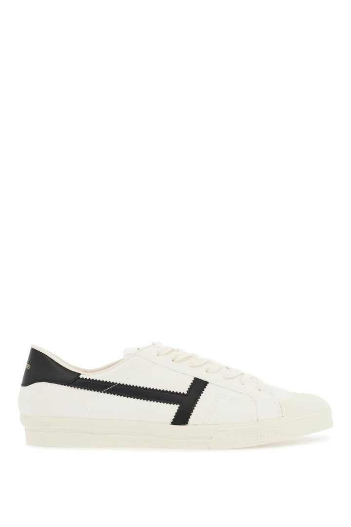 White Low Top Leather Sneakers With Velcro