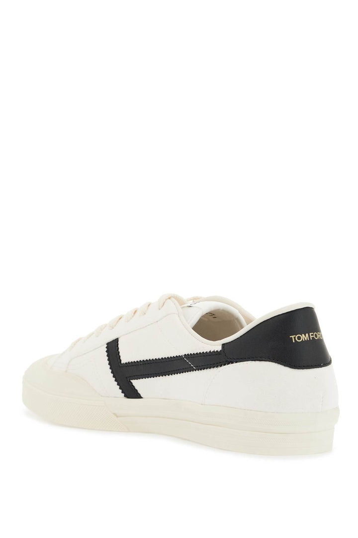 White Low Top Leather Sneakers With Velcro