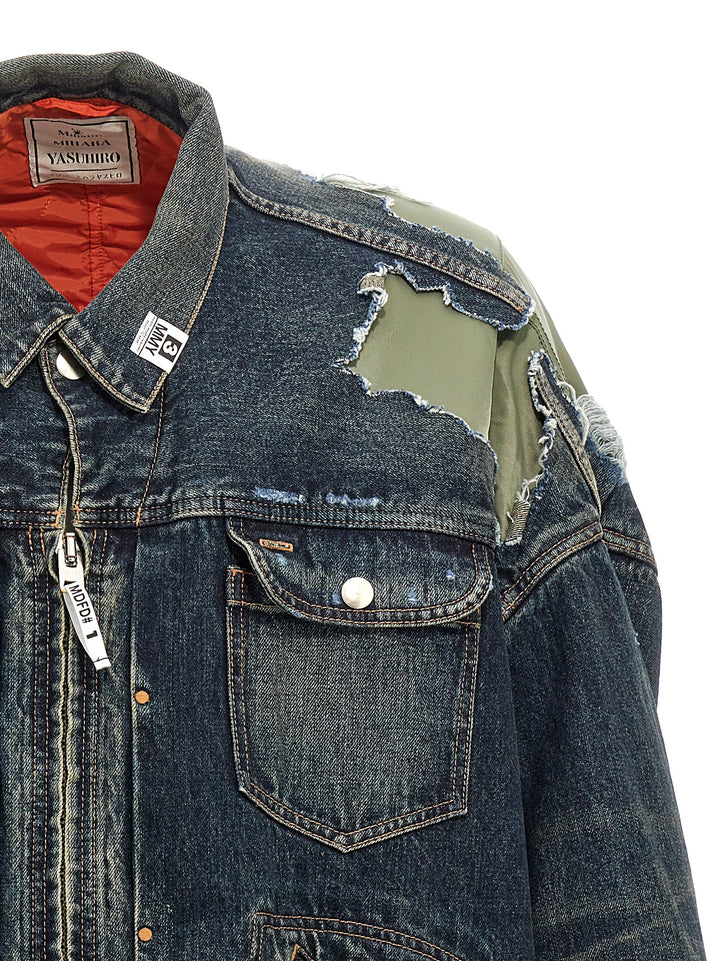 Flight Layered Denim Casual Jackets, Parka Multicolor