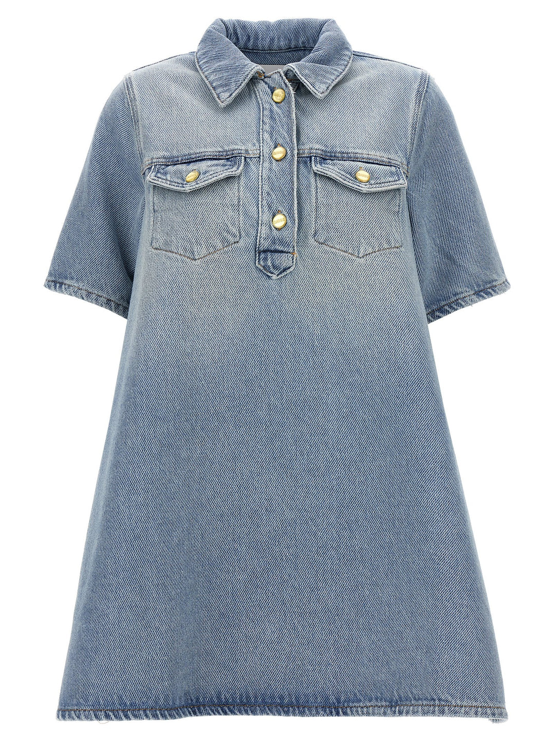 Heavy Denim Mini Dresses Light Blue