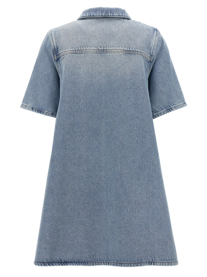 Heavy Denim Mini Dresses Light Blue