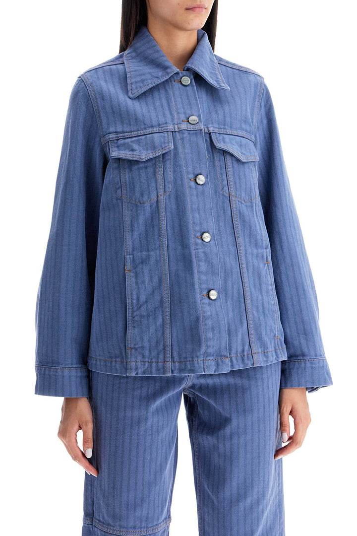 Giacca In Denim Overdyed A Righe