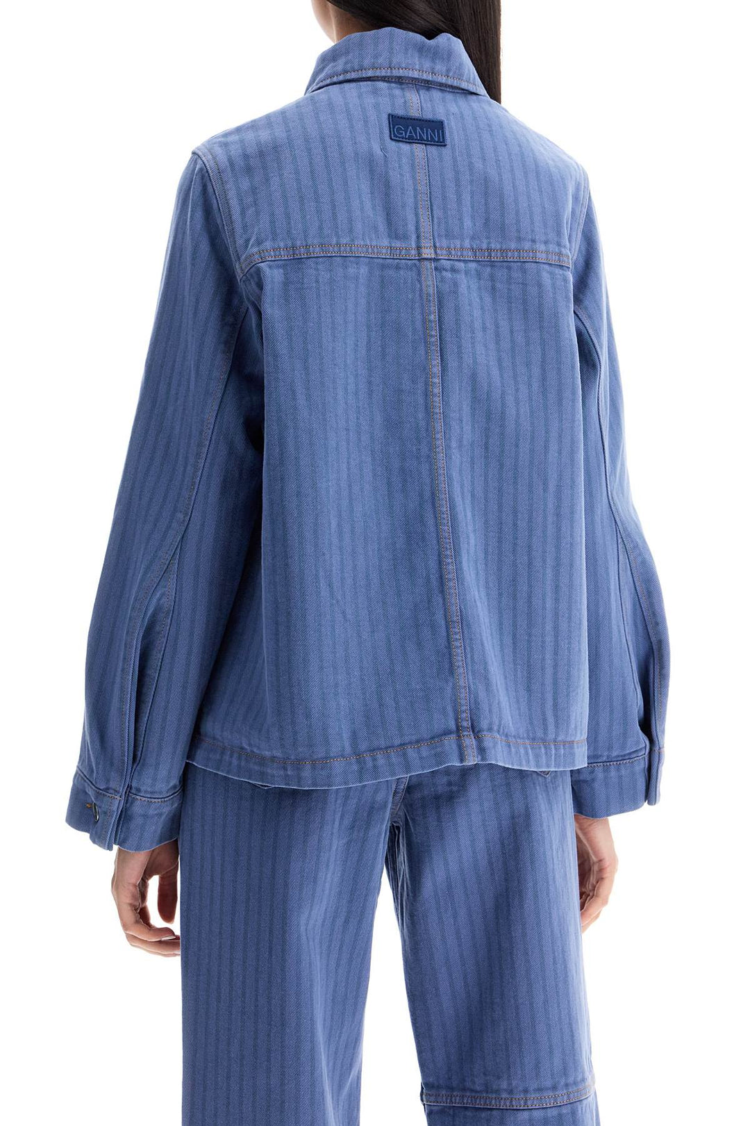 Giacca In Denim Overdyed A Righe