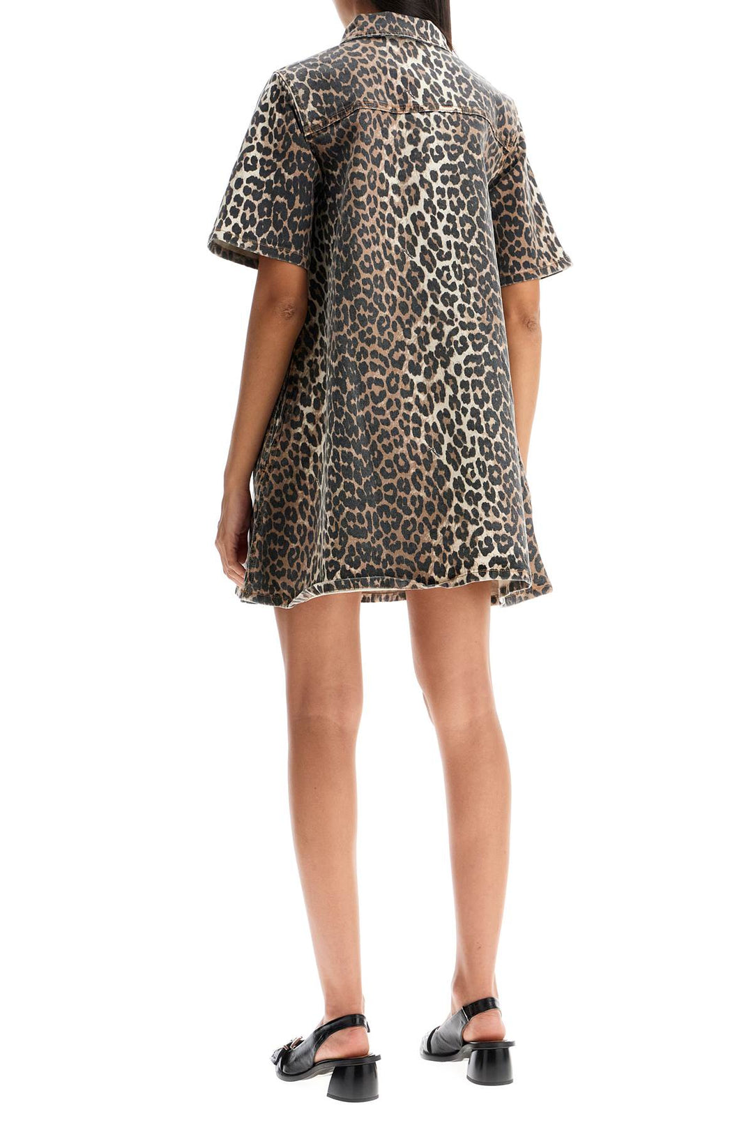 'Mini Animal Print Denim Dress'