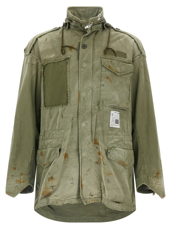 Maison Mihara Yasuhiro Distressed Field Puffer Jackets - Green | 905900329d8aac49e8bd529e3b96acf03ea9a483