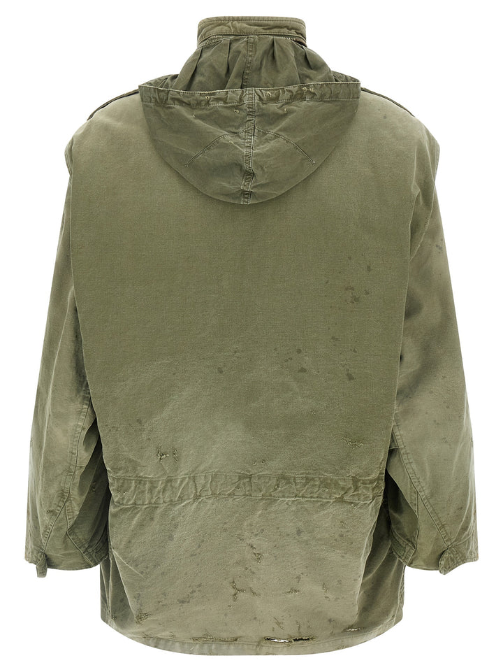 Maison Mihara Yasuhiro Distressed Field Puffer Jackets - Green | 18032cf61880149434668ee88512acc22e81a624