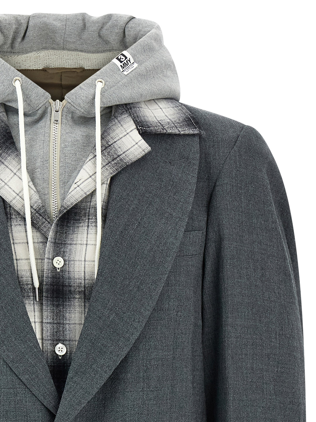 Maison Mihara Yasuhiro Triple Layered Wool Blazer - Gray | 089b805ccd395d1da6e13959440538037305ee0f