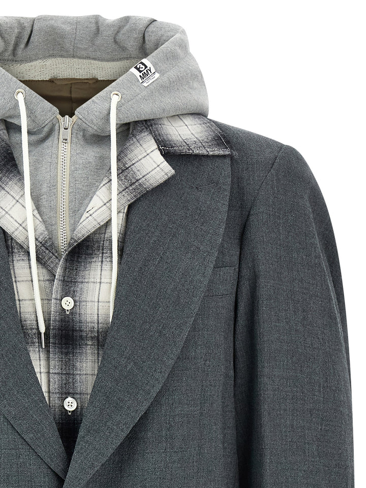 Maison Mihara Yasuhiro Triple Layered Wool Blazer - Gray | 089b805ccd395d1da6e13959440538037305ee0f