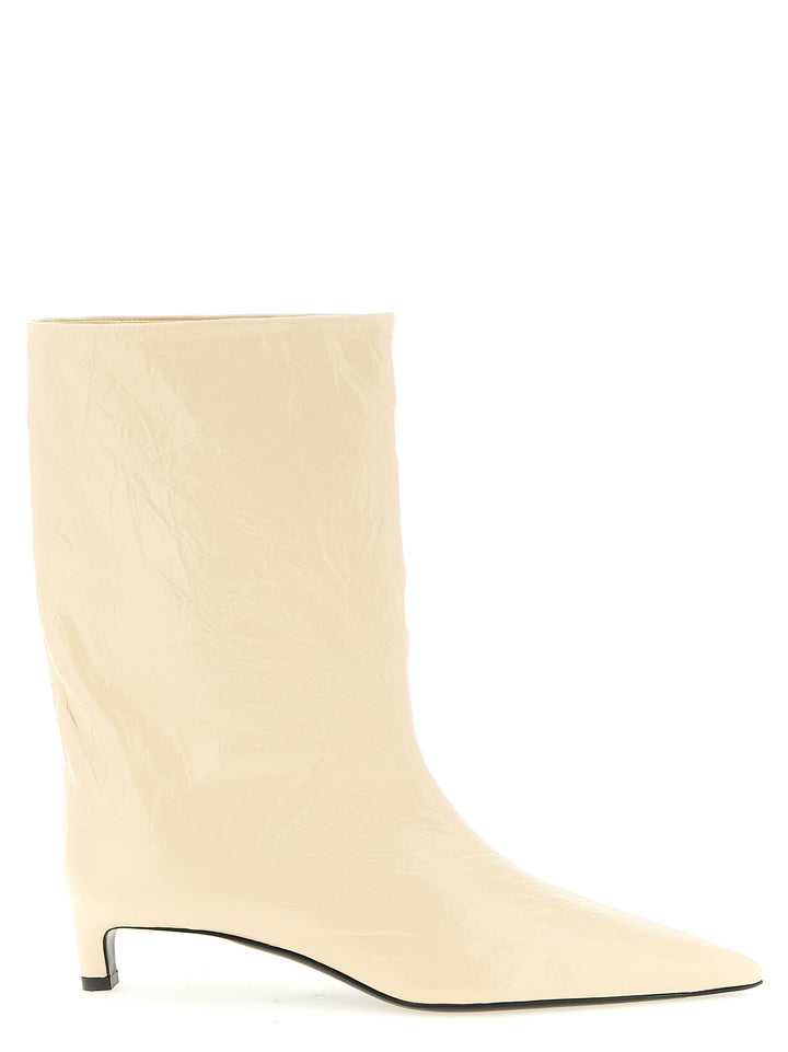 Jil Sander Craquelé Leather Ankle Boots Boots and Ankle Boots - Beige | 2b1efb71198eecd7259c70533f172bf7866ba3e8