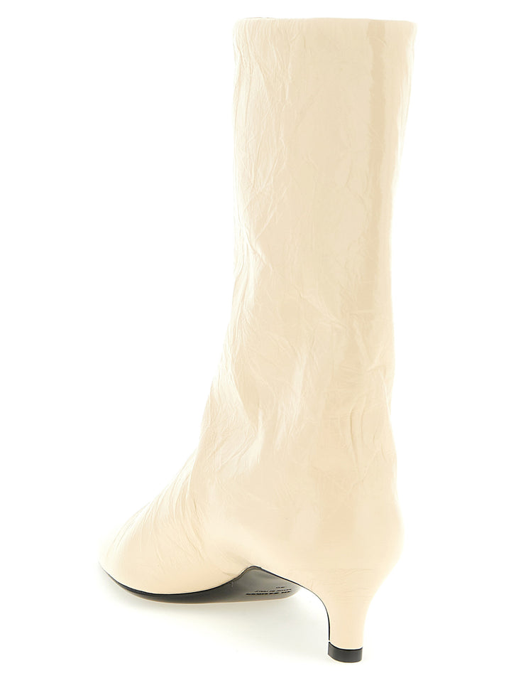Jil Sander Craquelé Leather Ankle Boots Boots and Ankle Boots - Beige | 146a243ffa368a0c8b05c5de1c665acce6dc7143