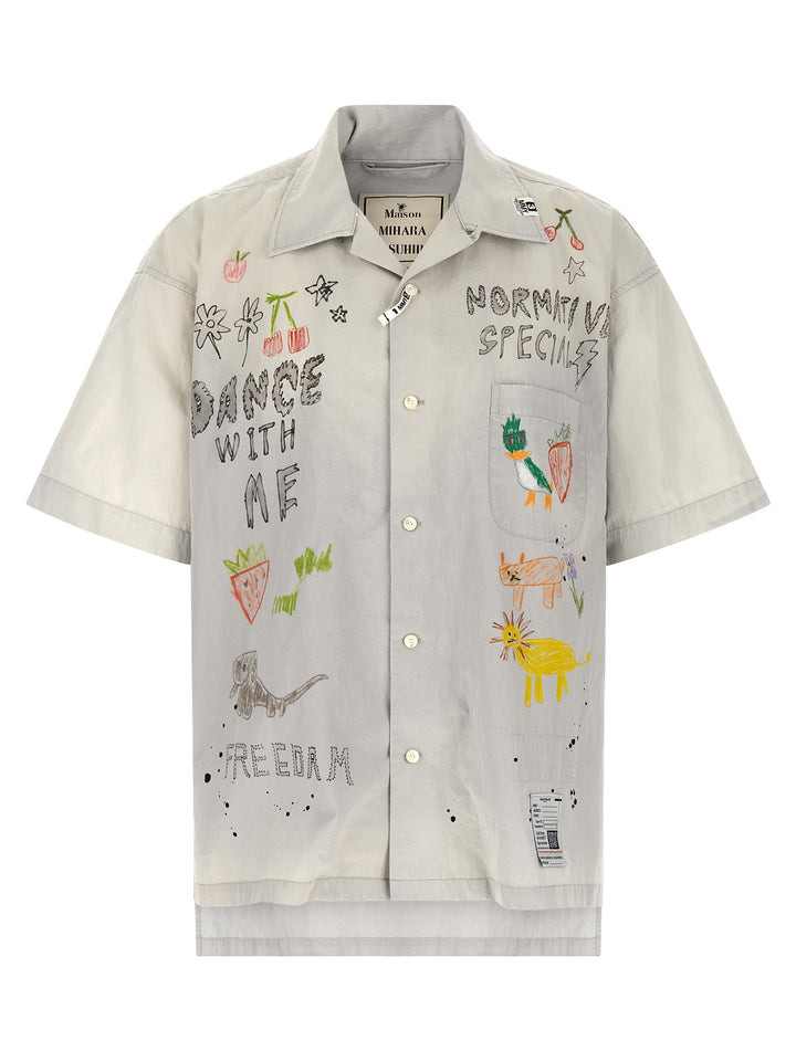 Maison Mihara Yasuhiro Graffiti Print Shirt Shirt and Blouse - Gray | bf2ec33c7c5d848a91424c59518909737ba8a704