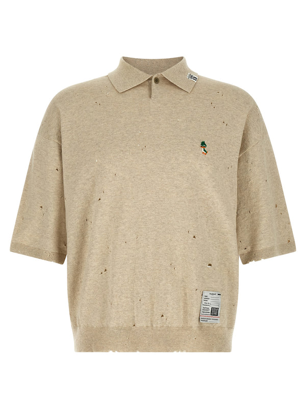 Embroidery Shirt Polo Beige