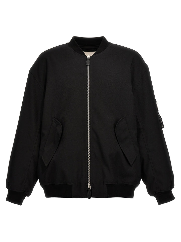 Gabardine Bomber Jacket Casual Jackets, Parka Black