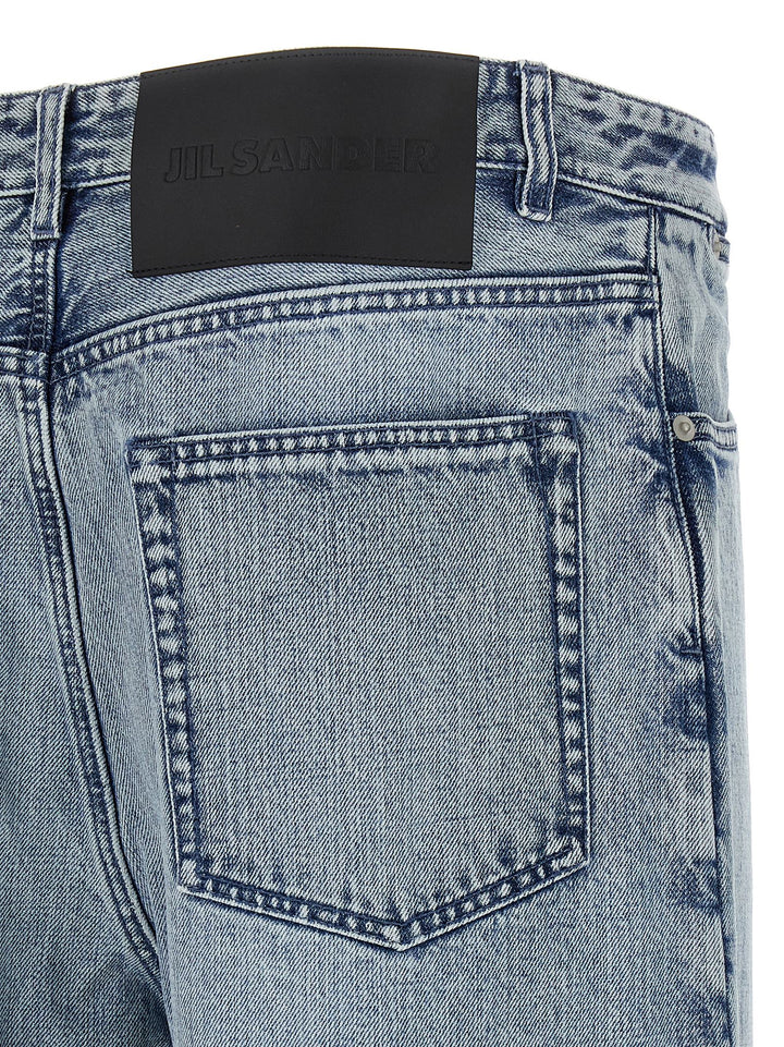 Jil Sander Diagonal Cotton Jeans - Light Blue | 68b33bf5372bf684f5aafd3be1ee30e82c8eb206