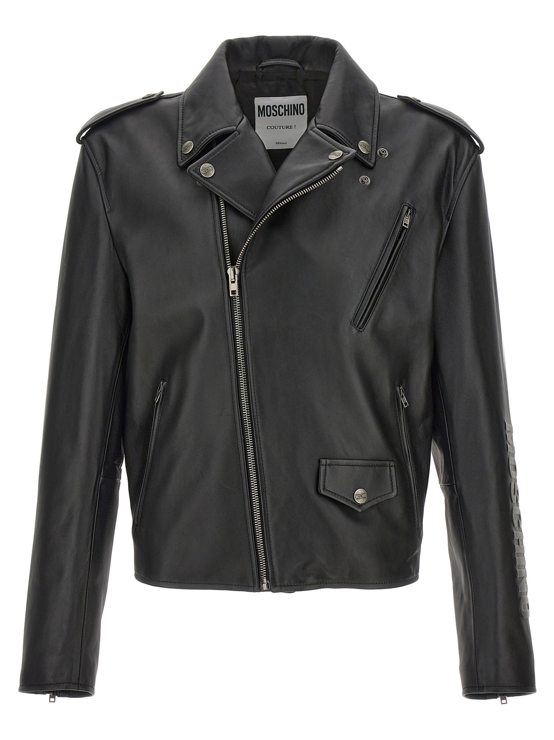 Logo Leather Jacket Casual Jackets, Parka Black