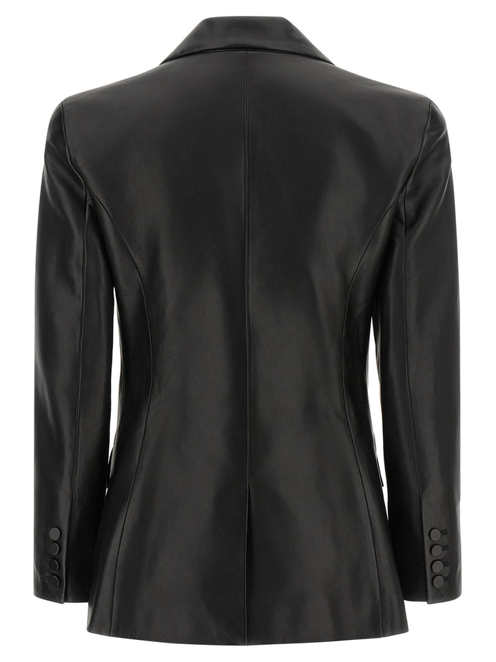 Balmain Leather Blazer Puffer Jackets - Black | f207fe53c06923ec6b09d3b9a9653c3f014d22b2