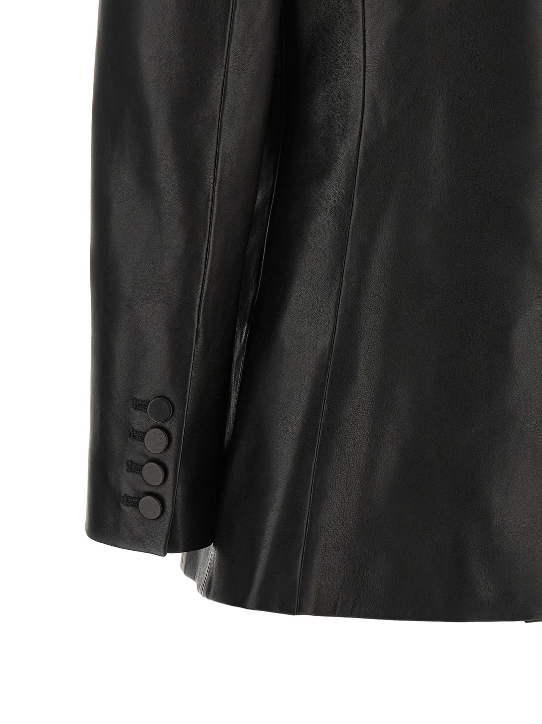 Balmain Leather Blazer Puffer Jackets - Black | f8476a672408824b1292e45b6427221b9a024743