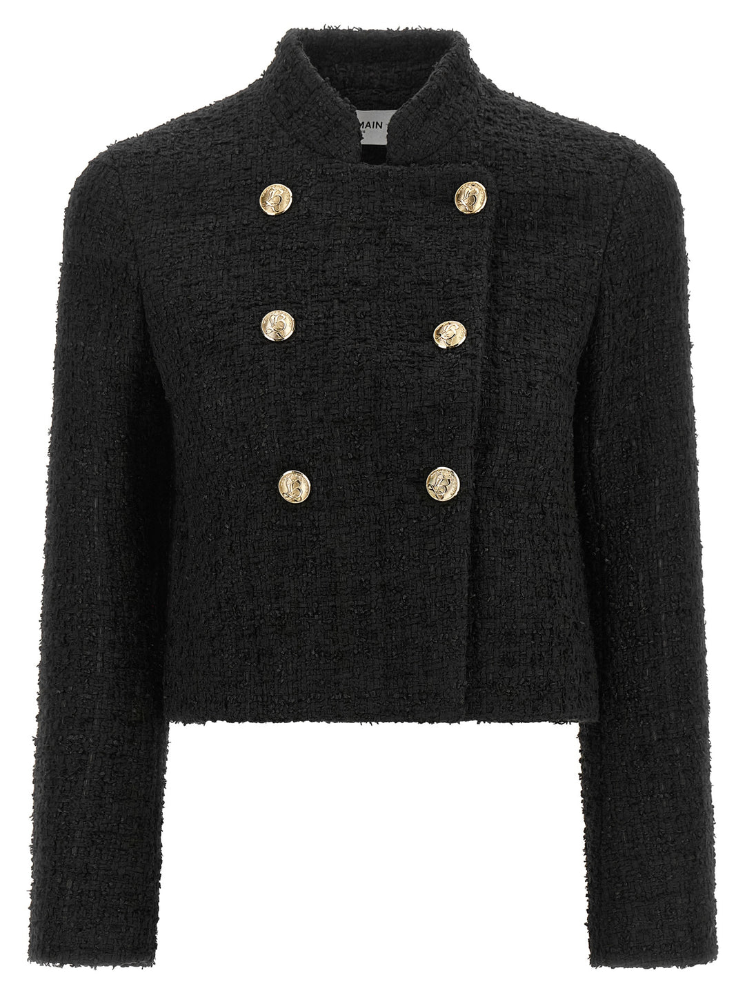Balmain Double-Breasted Tweed Short Jacket BlazerS - Black | b34afc4baaa09c12316ad7eff6ba02fc46f96cc2