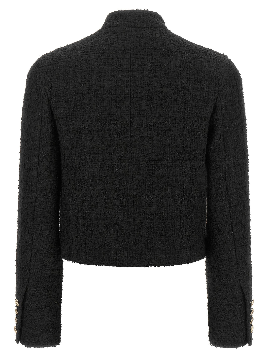 Balmain Double-Breasted Tweed Short Jacket BlazerS - Black | 34909cfd6051018f5a9eba06dc33b80b59b976a7