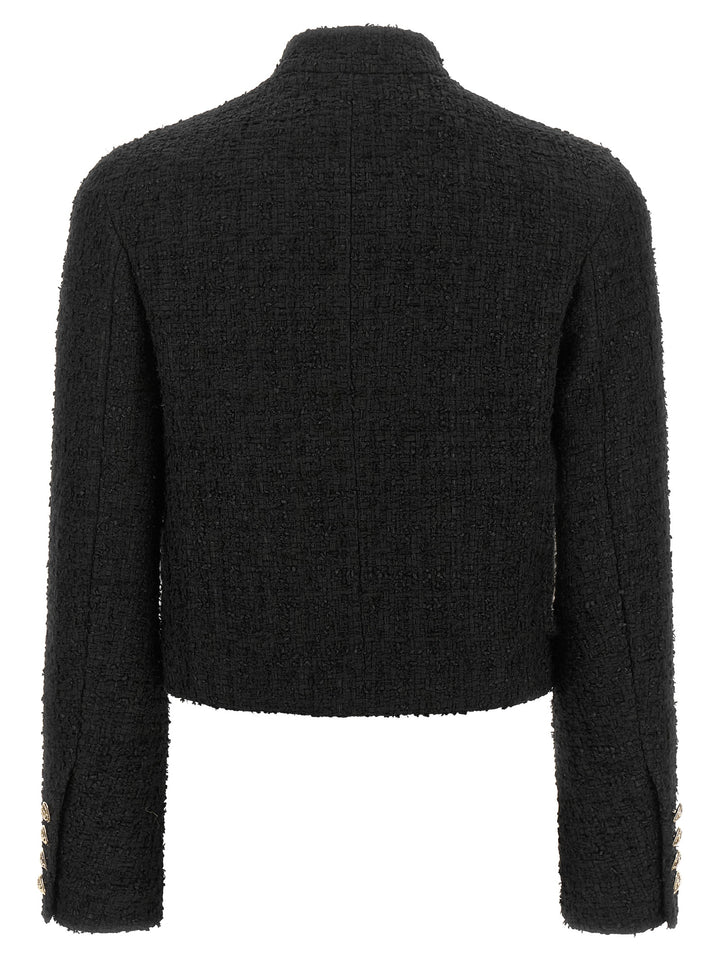 Balmain Double-Breasted Tweed Short Jacket BlazerS - Black | 34909cfd6051018f5a9eba06dc33b80b59b976a7