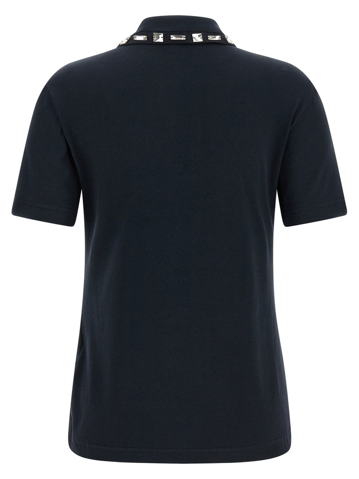 Fabiana Filippi Crystal Collar  Shirt Polo - Blue | 2aab9af9136275c4025466f59ce189177d32dde9