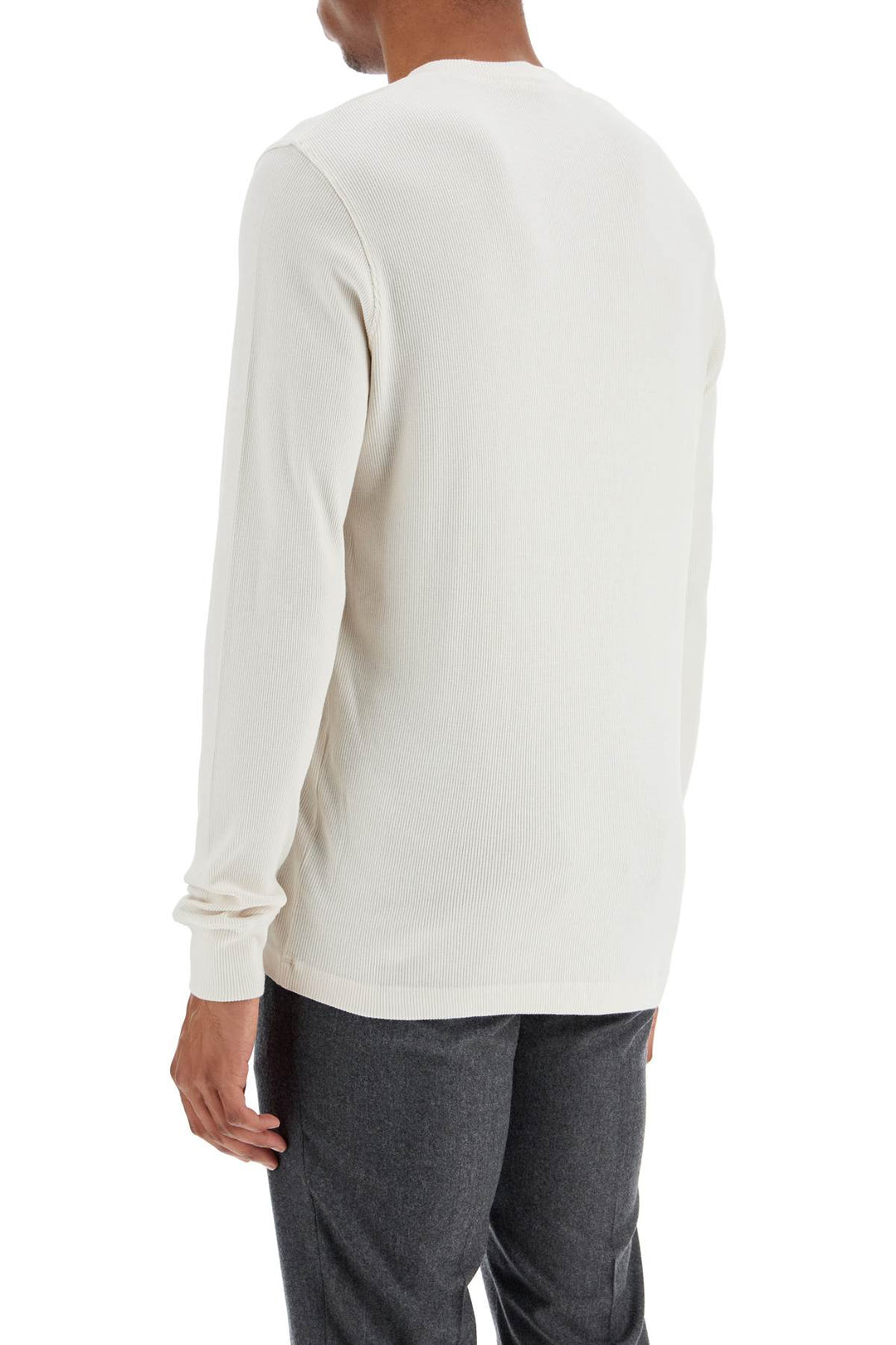 Henley T Shirt Ivory In Cotton And Microfiber Ribbed