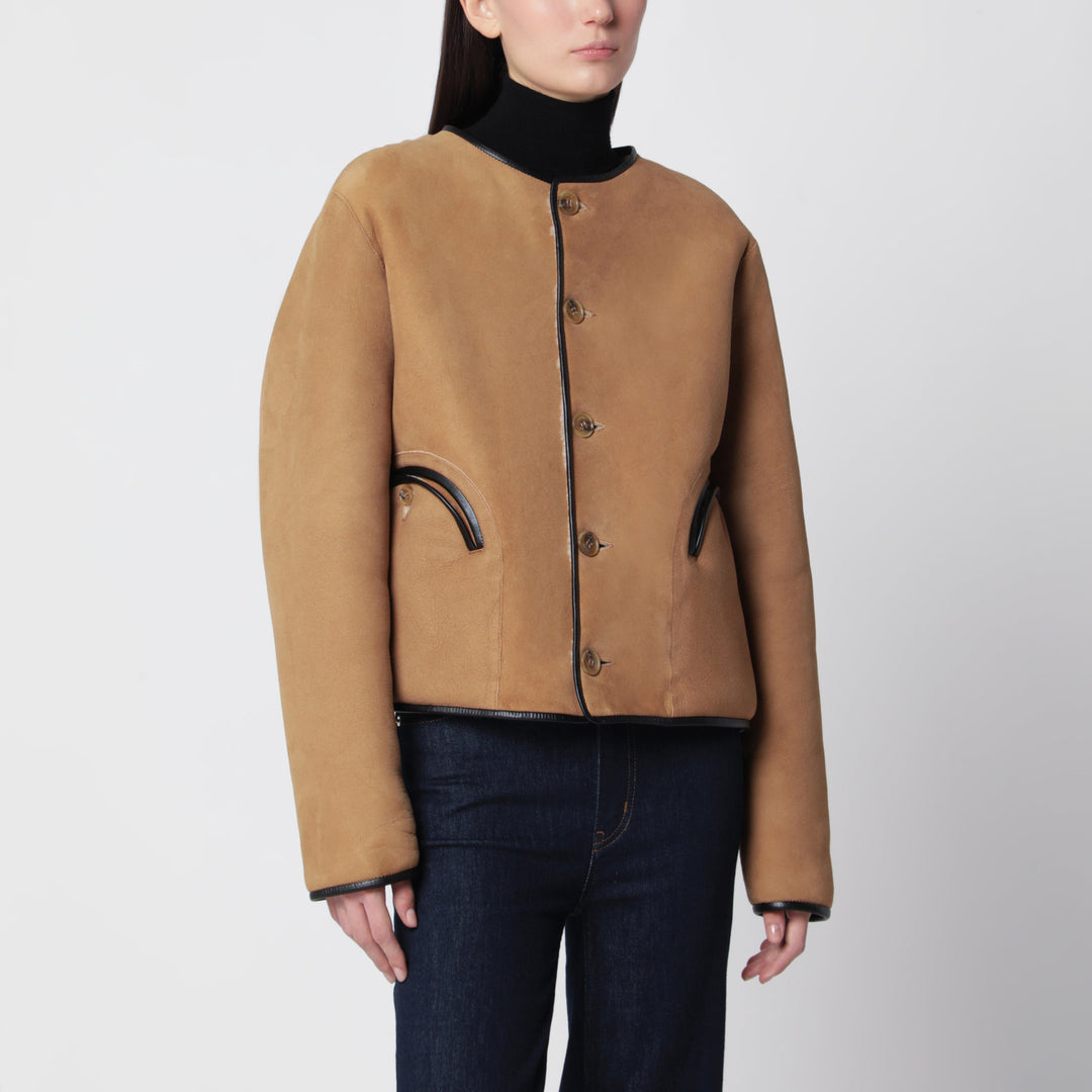 Blazé Milano Camel Gliss Reversible Shearling Bolero Jacket