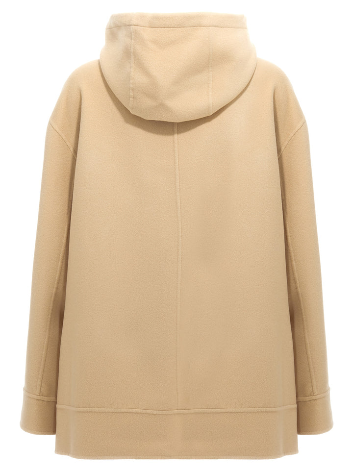 Logo Embroidery Hooded Jacket Casual Jackets, Parka Beige