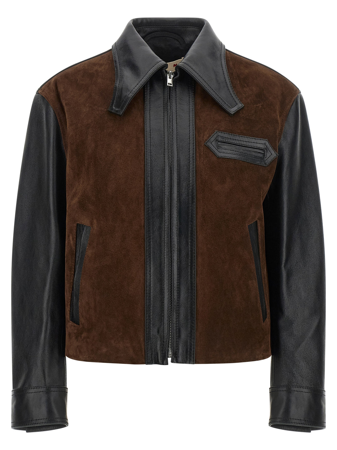 Marni Leather And Suede Jacket Puffer Jackets - Black | 786640b12cc1ce5fa79a554c51ac965b835fd552