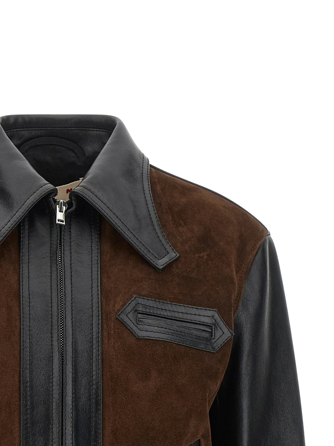 Marni Leather And Suede Jacket Puffer Jackets - Black | 8c084e54690af6e7730669293708ba093555f9ef