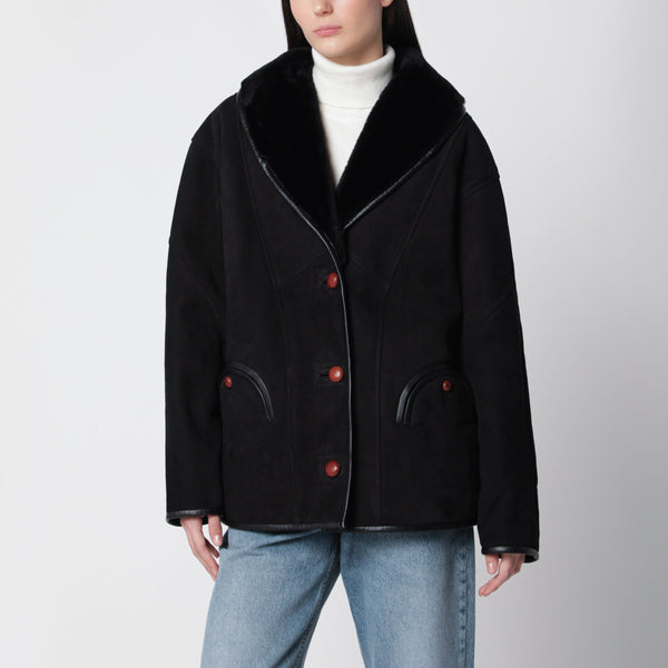 Black Smiley Shearling Jacket