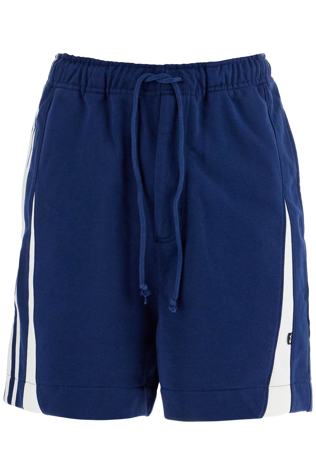 Blue Cotton Shorts With Side Stripes