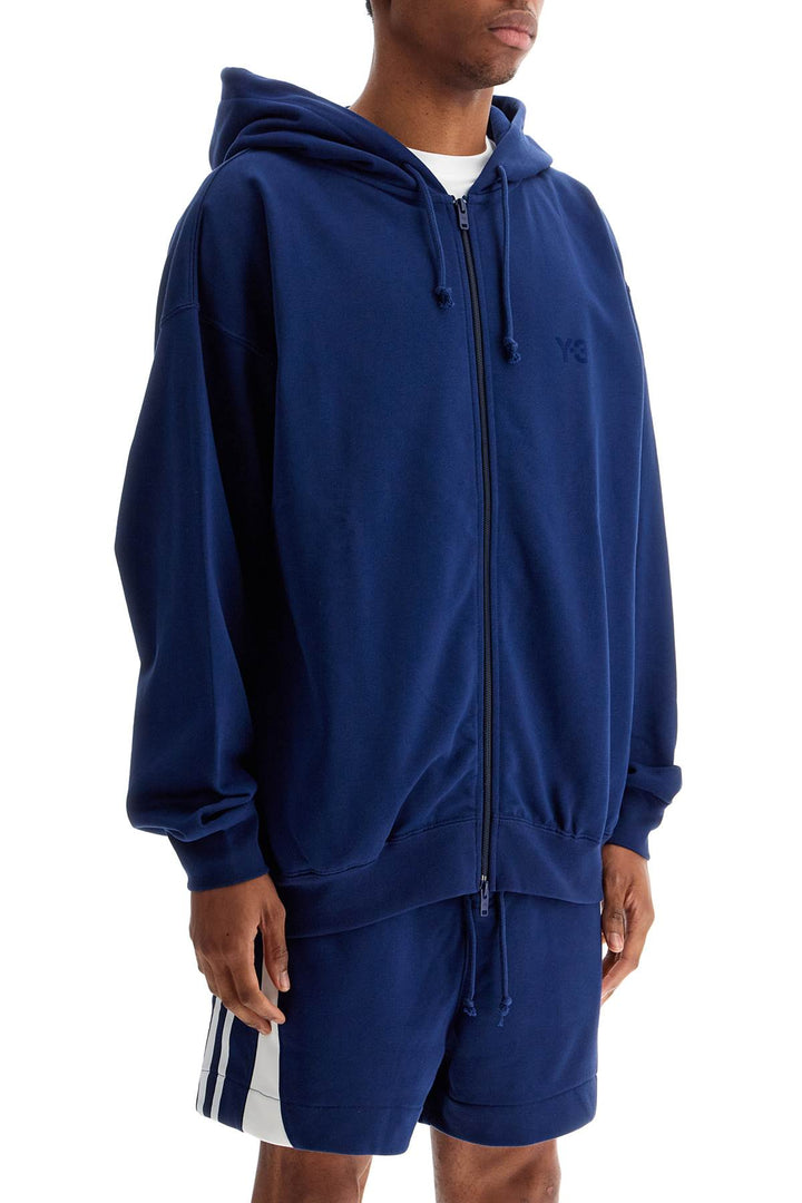 Men's Blue Zip Hoodie In Cotton With Recycled Polyester